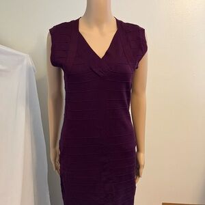 Nicki Minaj Plum V-Neck Midi Dress